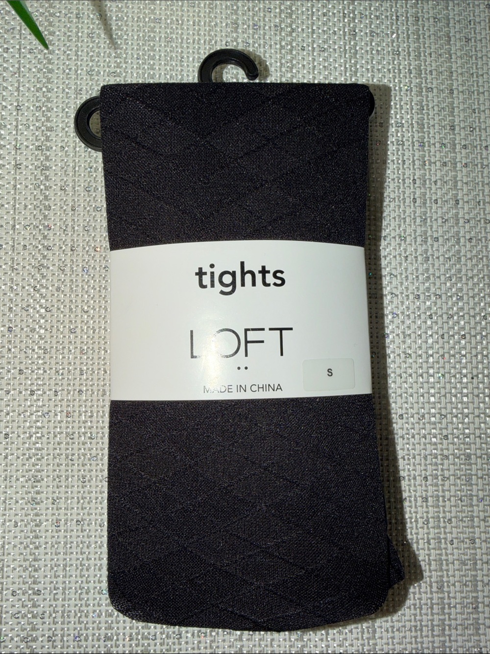 LOFT S Black Diamond Textured Tights
